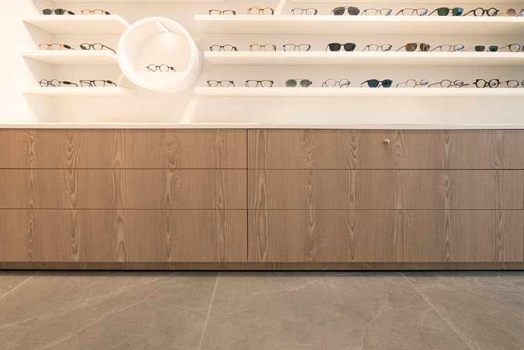 Furnishing showroom with wooden furniture panels, a perfect alternative to veneer